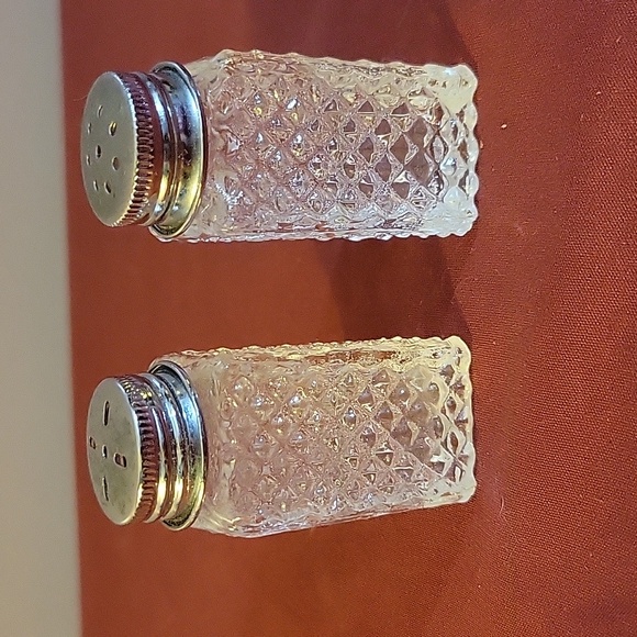 Other - Vintage Crystal Glass Sterling Top Salt & Pepper Shakers